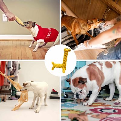 FurryFusion Jouet pour chien girafe en corde de coton