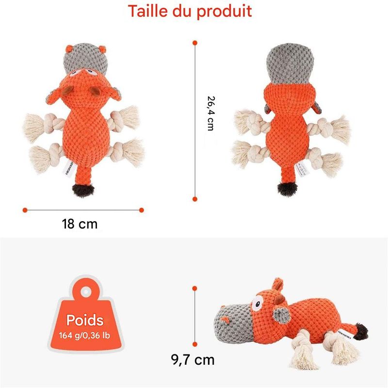 IntiMeg Jouet interactif en peluche pour le nettoyage des dents