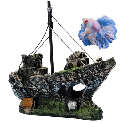 Pet Planet Aquariums Bateau De Décoration En Résine