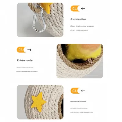 FurryFusion Nid d'oiseau en corde de chanvre