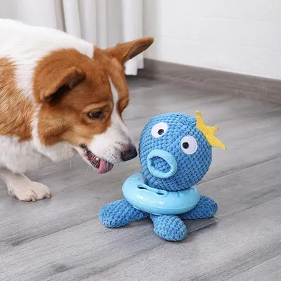 FurryFusion Jouet pour chien en forme de pieuvre bleue
