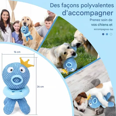 FurryFusion Jouet pour chien en forme de pieuvre bleue