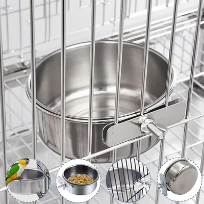 FurryFusion Lot de 2 mangeoires à oiseaux en acier inoxydable