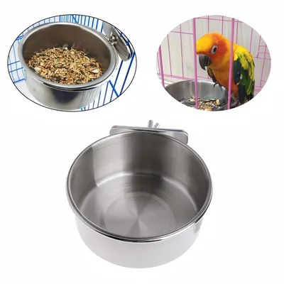 FurryFusion Juego de 2 comederos para pájaros de acero inoxidable