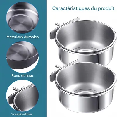 FurryFusion Lot de 2 mangeoires à oiseaux en acier inoxydable
