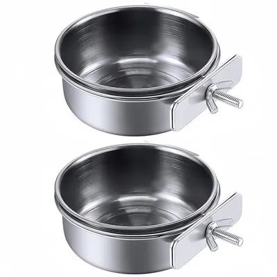 FurryFusion Lot de 2 mangeoires à oiseaux en acier inoxydable