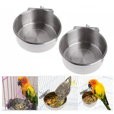 FurryFusion Lot de 2 mangeoires à oiseaux en acier inoxydable