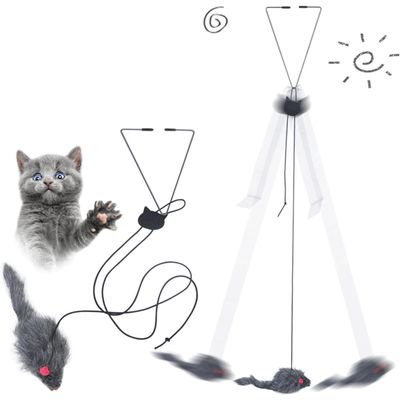 UAMLY Souris en peluche suspendue bâton de chat drôle