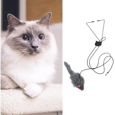 UAMLY Souris en peluche suspendue bâton de chat drôle