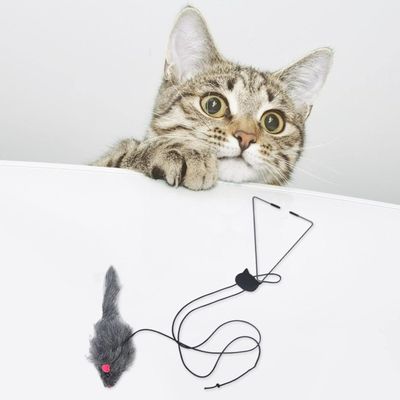 UAMLY Souris en peluche suspendue bâton de chat drôle