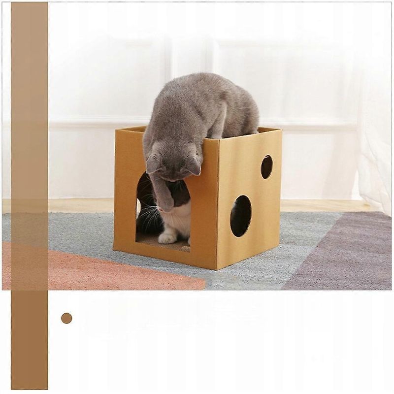UAMLY Maison pour chat avec deux griffoirs