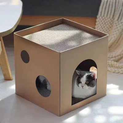 UAMLY Maison pour chat avec deux griffoirs