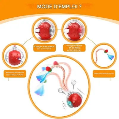 IntiMeg Jouet interactif en balle pour chat d'intérieur