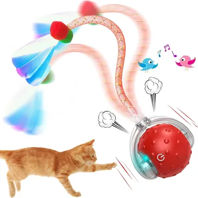 IntiMeg Jouet interactif en balle pour chat d'intérieur