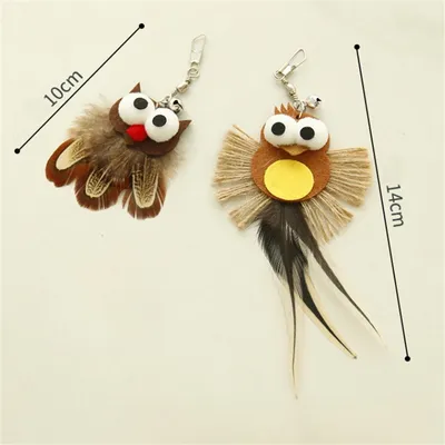 Pet Planet Baton à chat en forme de hibou avec oiseau en ficelle