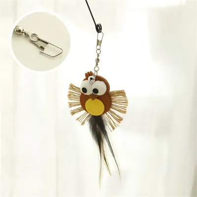 Pet Planet Baton à chat en forme de hibou avec oiseau en ficelle