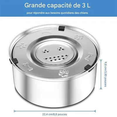 IntiMeg Gamelle d'eau anti - éclaboussure 3L pour chien