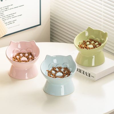 UAMLY Comedero de cerámica elevado para gatos de alimentación lenta