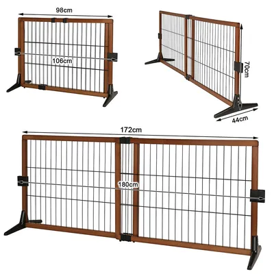 lionto barrière de sécurité pour chien extensible, bois et métal