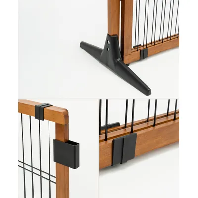lionto barrière pour chien en bois extensible jusqu'à 180 cm