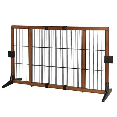 lionto barrière de sécurité pour chien extensible, bois et métal