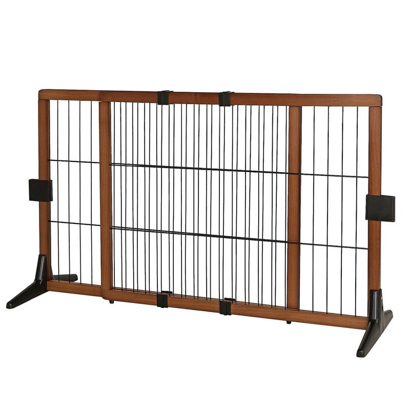 lionto barrière de sécurité pour chien extensible, bois et métal