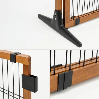 lionto barrière de sécurité pour chien extensible, bois et métal