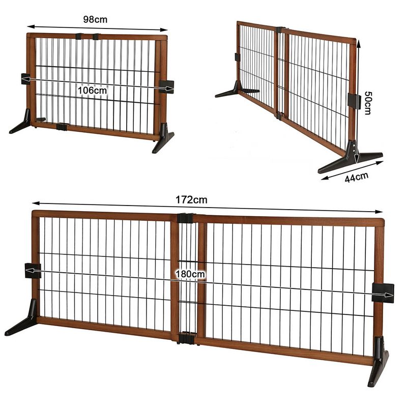 lionto barrière de sécurité pour chien extensible, bois et métal