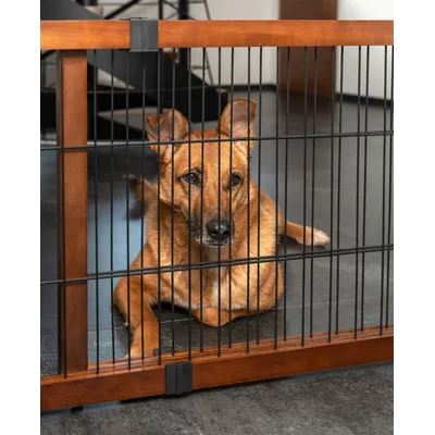 lionto barrière pour chien en bois extensible jusqu'à 180 cm