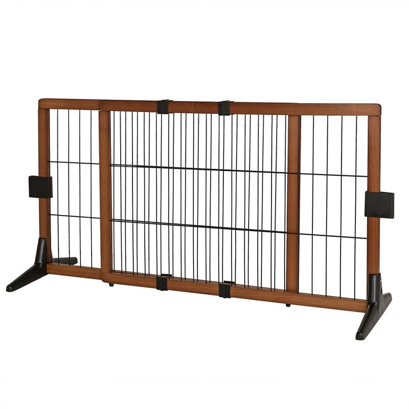 lionto barrière de sécurité pour chien extensible, bois et métal