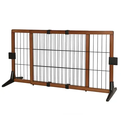 lionto barrière de sécurité pour chien extensible, bois et métal