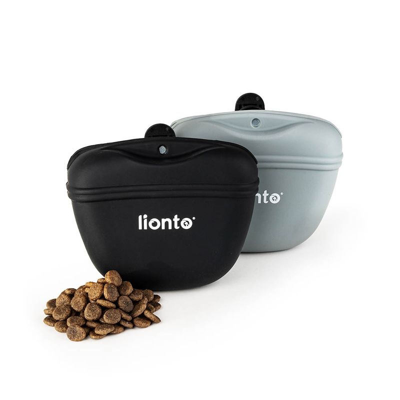lionto 2er-Set Futterbeutel aus Silikon, grau und schwarz