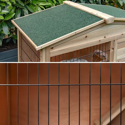 lionto clapier extérieur bois à deux étages avec rampe et toit bitumé