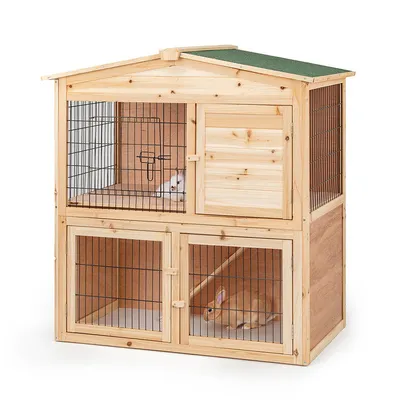 lionto clapier extérieur bois à deux étages avec rampe et toit bitumé lionto clapier extérieur bois à deux étages avec rampe et toit bitumé