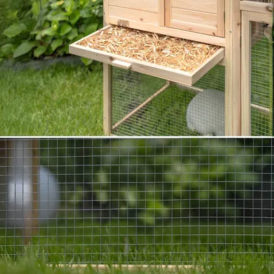 lionto Kaninchenstall aus Holz mit 2 Etagen, Rampe und Bitumendach