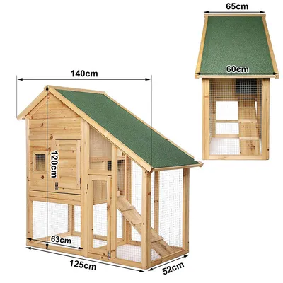lionto clapier extérieur bois à deux étages avec rampe et toit bitumé