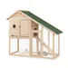 lionto Kaninchenstall aus Holz mit 2 Etagen, Rampe und Bitumendach