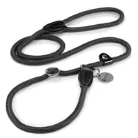 lionto laisse de dressage avec collier intégré et butée, en nylon