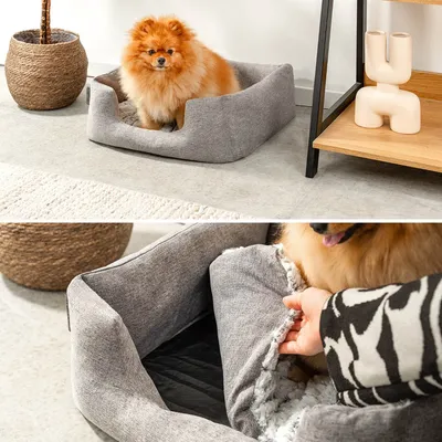 lionto panier pour chien avec coussin moelleux et entrée basse