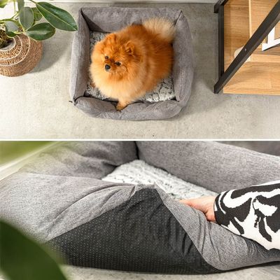 lionto Hundebett mit weichem Kissen und niedrigem Einstieg