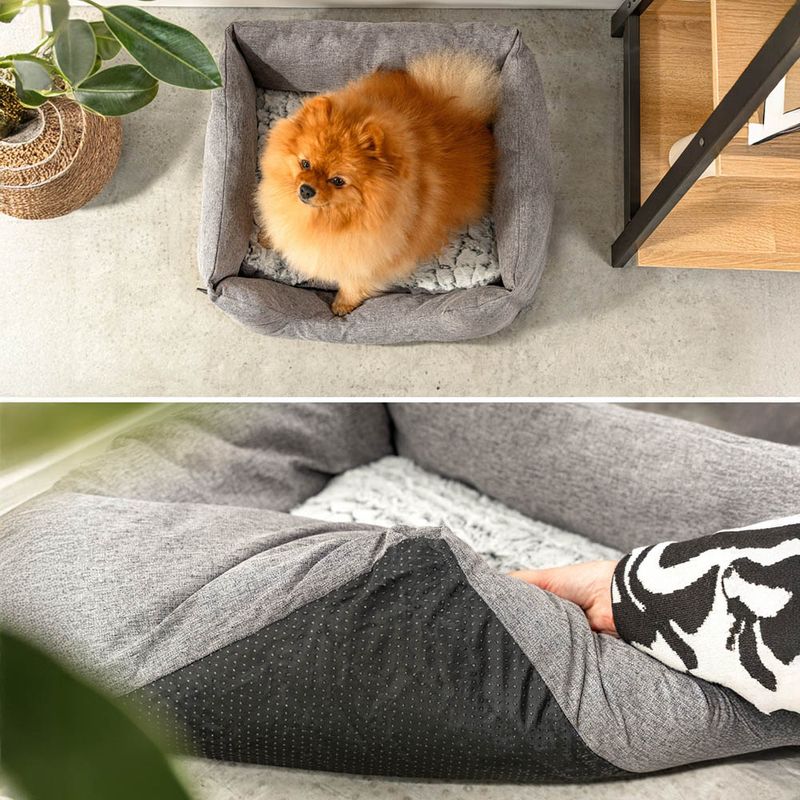 lionto panier pour chien avec coussin moelleux et entrée basse