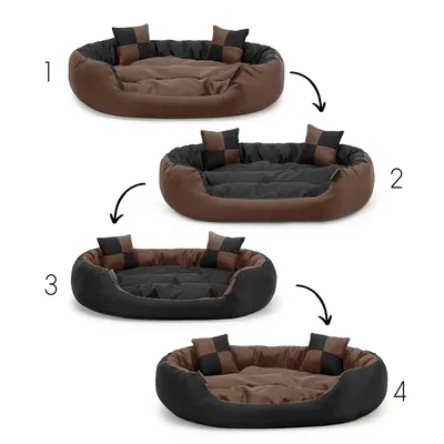 lionto panier pour chien 4-en-1 avec coussin réversible en tissu Oxford lionto panier pour chien 4-en-1 avec coussin réversible en tissu Oxford