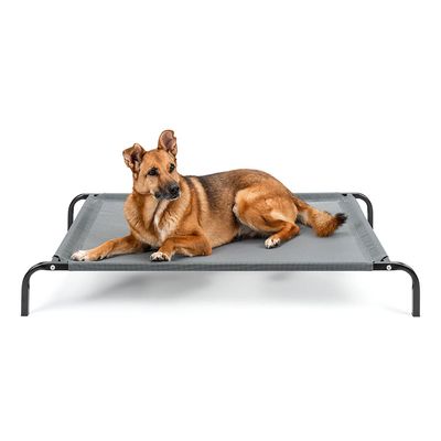 lionto lit pour chien extérieur surélevé en tissu respirant robuste