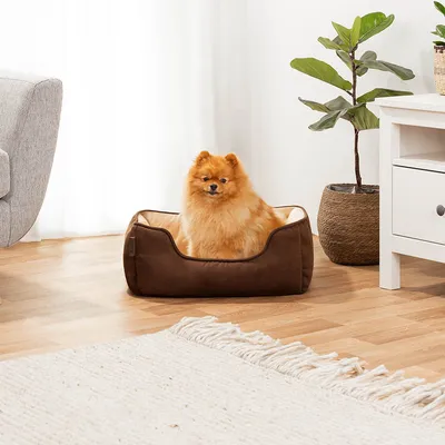 lionto lit pour chien 2-en-1 réversible, doux, lavable et confortable