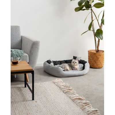 lionto 4-in-1 Hundebett mit Wendekissen aus strapazierfähigem Oxford-Gewebe