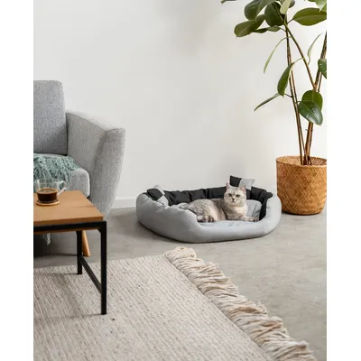lionto panier pour chien 4-en-1 avec coussin réversible en tissu Oxford lionto panier pour chien 4-en-1 avec coussin réversible en tissu Oxford