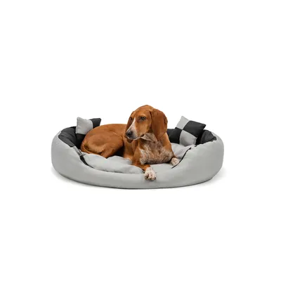 lionto panier pour chien 4-en-1 avec coussin réversible en tissu Oxford lionto panier pour chien 4-en-1 avec coussin réversible en tissu Oxford