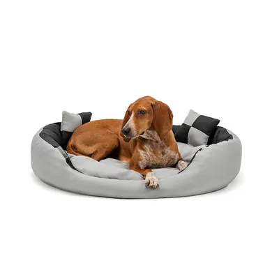 lionto panier pour chien 4-en-1 avec coussin réversible en tissu Oxford