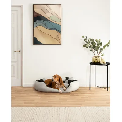 lionto panier pour chien 4-en-1 avec coussin réversible en tissu Oxford lionto panier pour chien 4-en-1 avec coussin réversible en tissu Oxford