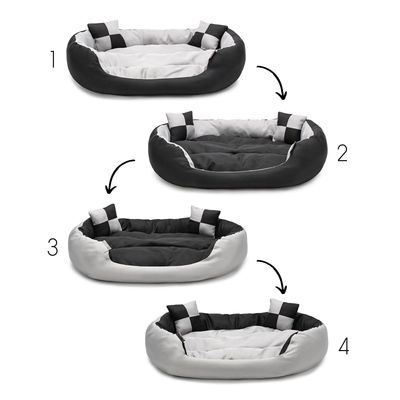 lionto 4-in-1 Hundebett mit Wendekissen aus strapazierfähigem Oxford-Gewebe